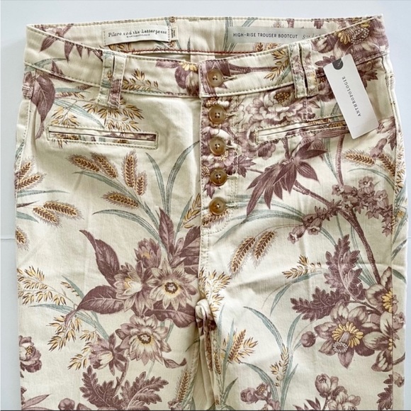 Anthro | Pilcro High-Rise Trouser Bootcut in Rose Floral, Sz 28 ♥ NWT - Picture 3 of 9